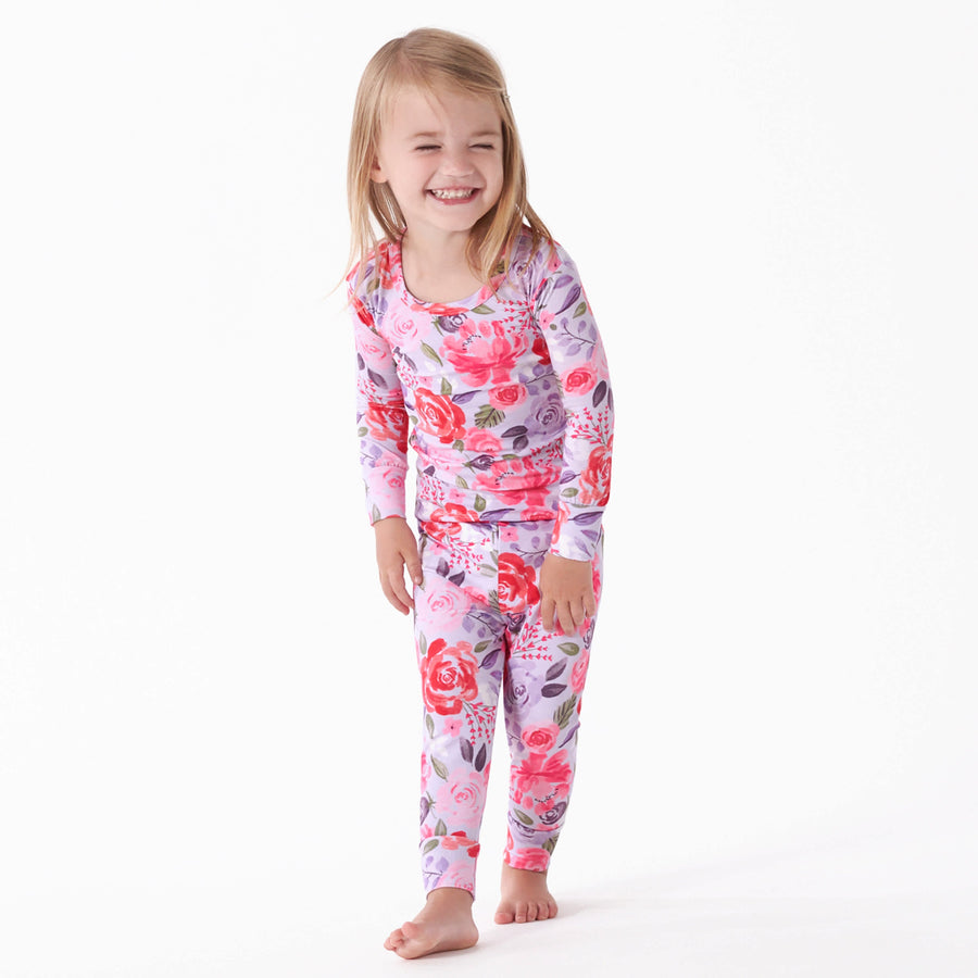 2-Piece Infant & Toddler Girls Lilac Garden Buttery-Soft Viscose Made from Eucalyptus Snug Fit Pajamas
