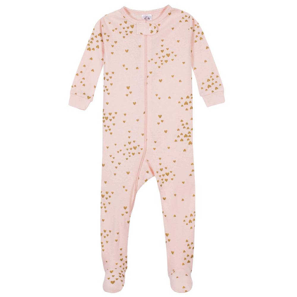 2-Pack Baby & Toddler Girls Love Snug Fit Footed Cotton Pajamas-Gerber Childrenswear