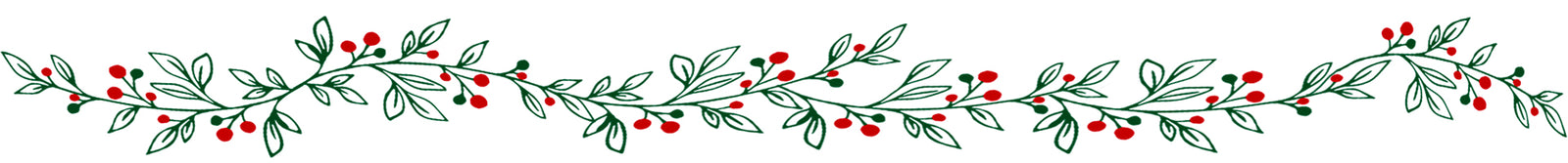 Decorative holly graphic image with holly and berries.