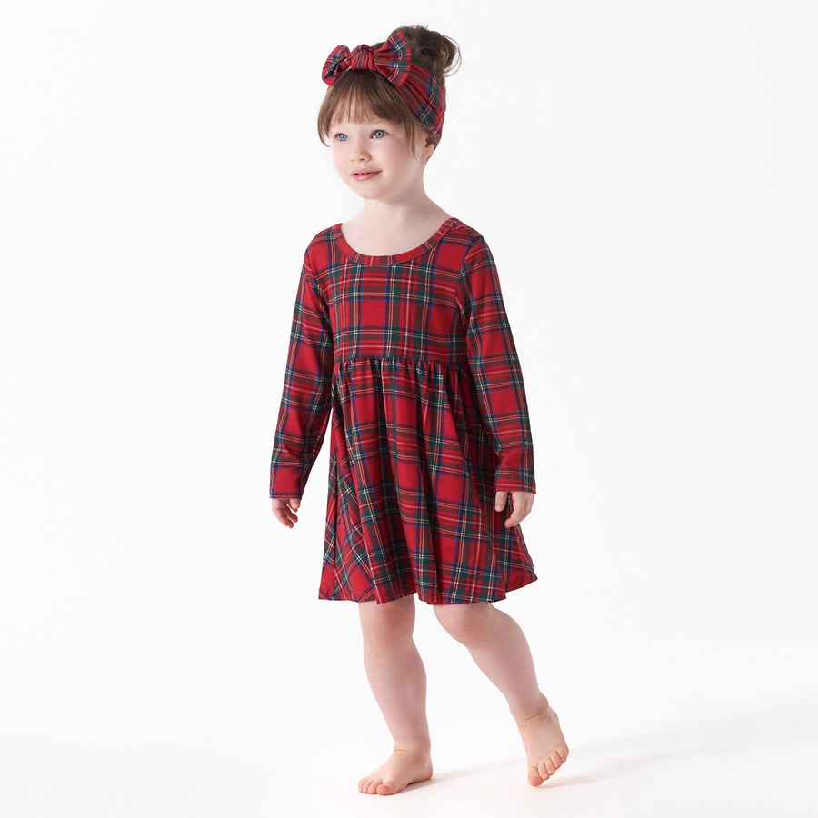 Infant & Toddler Girls Stewart Plaid Buttery-Soft Viscose Made from Eucalyptus Twirl Dress