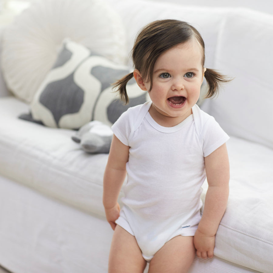 8-Pack Baby White Short-Sleeve Onesies® Bodysuits