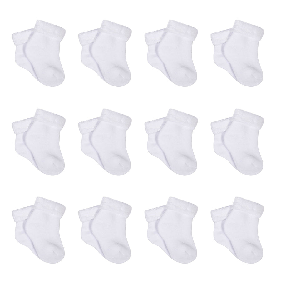 12-Pack White Wiggle-Proof™ Socks-Gerber Childrenswear