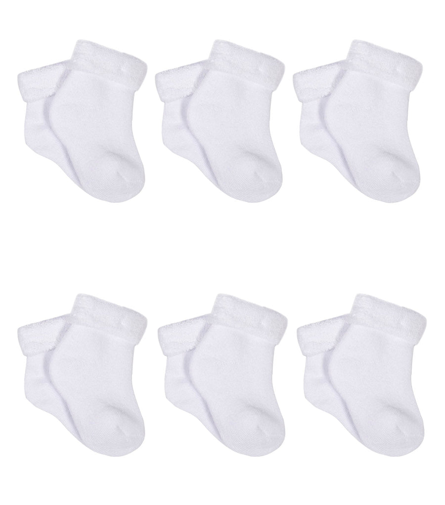 6-Pack White Terry Wiggle-Proof™ Socks-Gerber Childrenswear
