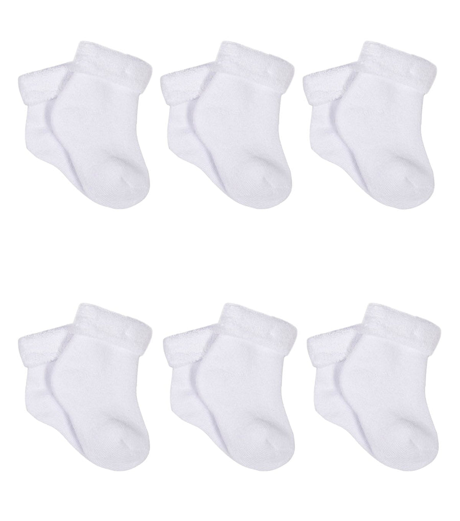 6-Pack Organic Baby Neutral White Wiggle Proof® Ankle Bootie Socks