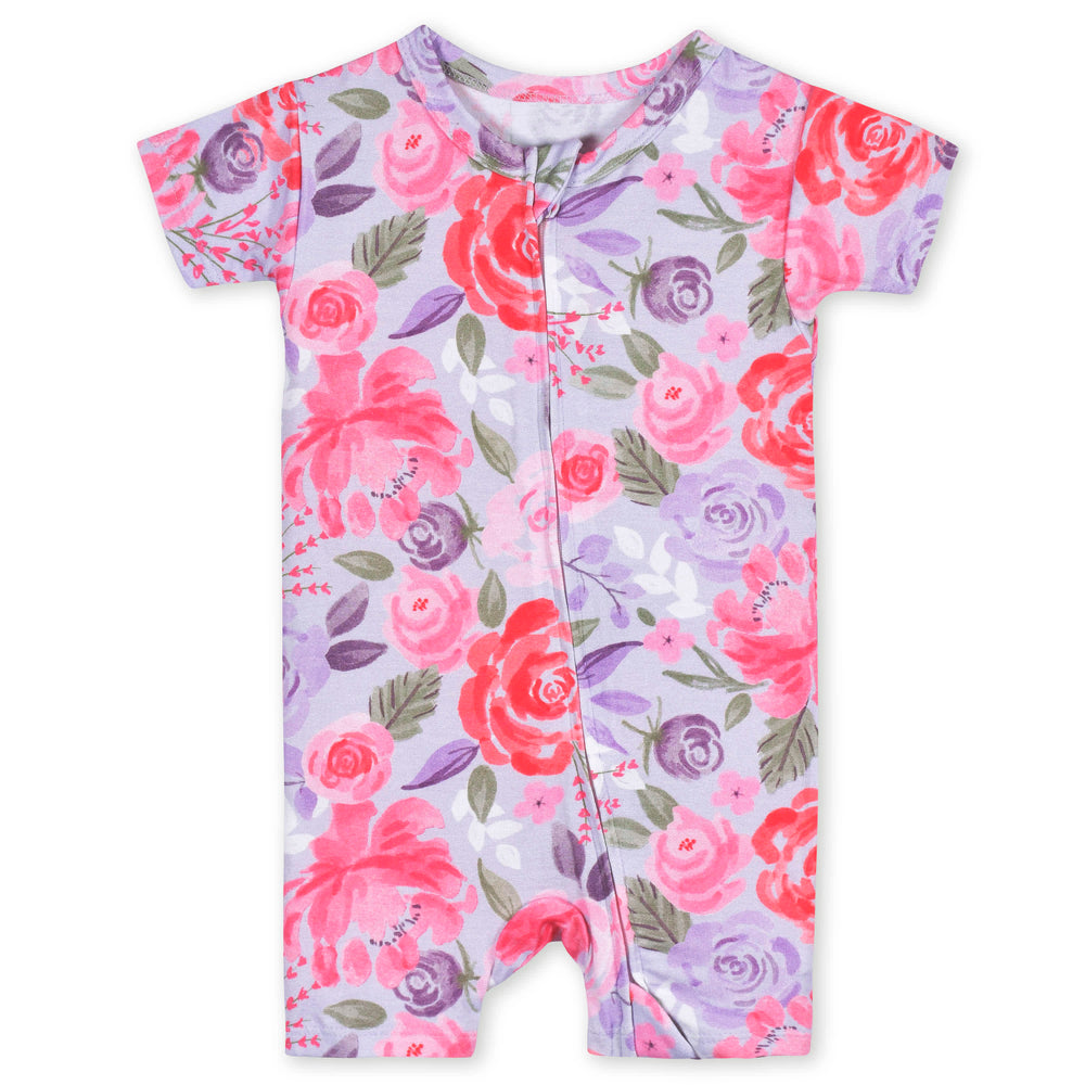 Baby Girls Lilac Garden Buttery-Soft Viscose Made from Eucalyptus Snug Fit Romper
